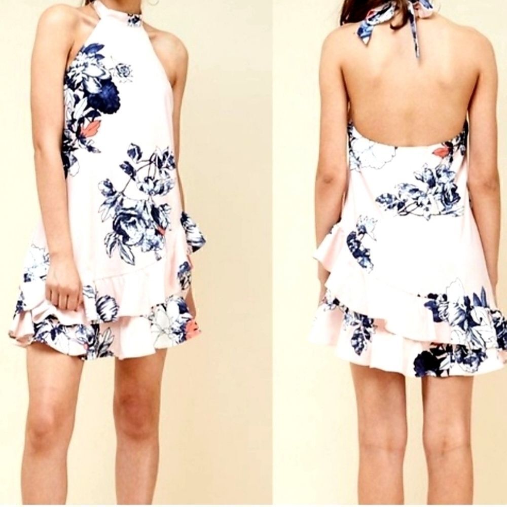 🎉HP!🎉MORRISDAY PEACH FLORAL HALTER DRESS